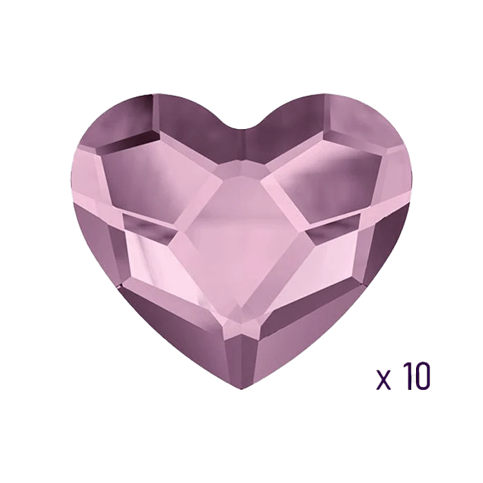 Swarovski  Heart Crystal antique pink tooth gems