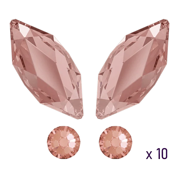 Butterfly tooth gems Light Pink Swarovski (10pcs)