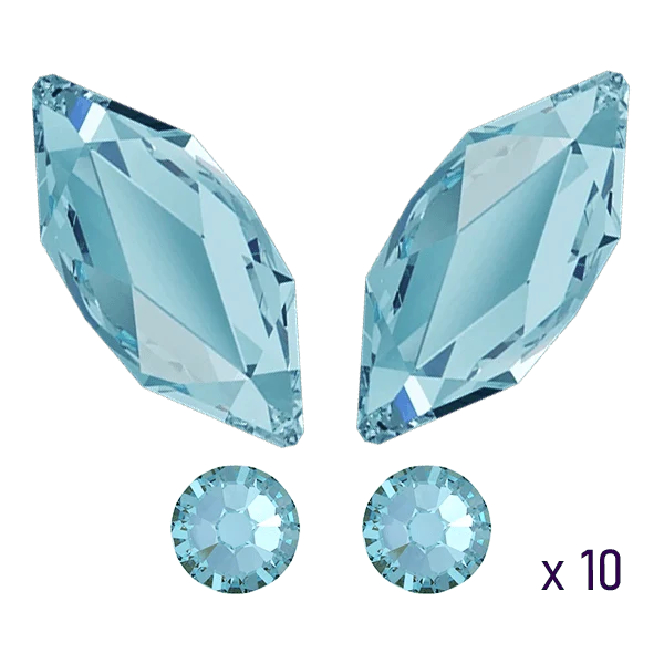 Butterfly tooth gems Aquamarine Swarovski (10 pcs)