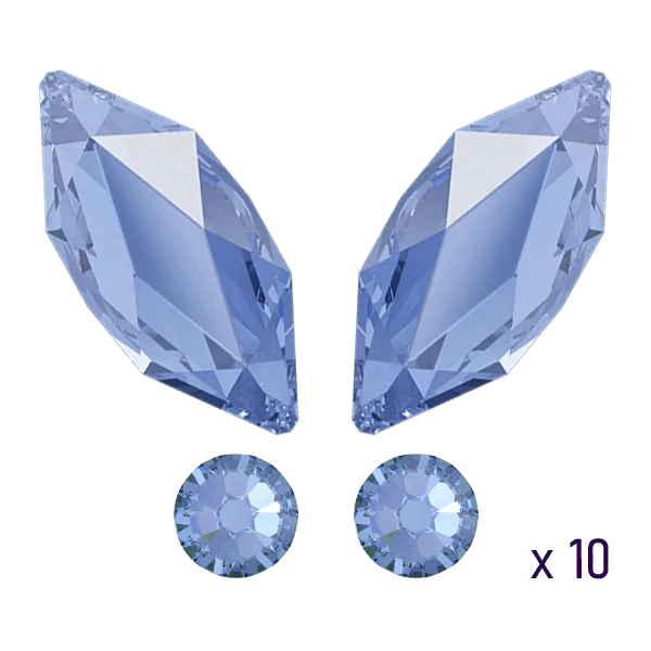 Butterfly tooth gems Sapphire Swarovski (10pcs)