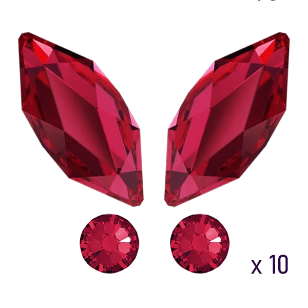 Butterfly tooth gems Scarlet Swarovski (10pcs)