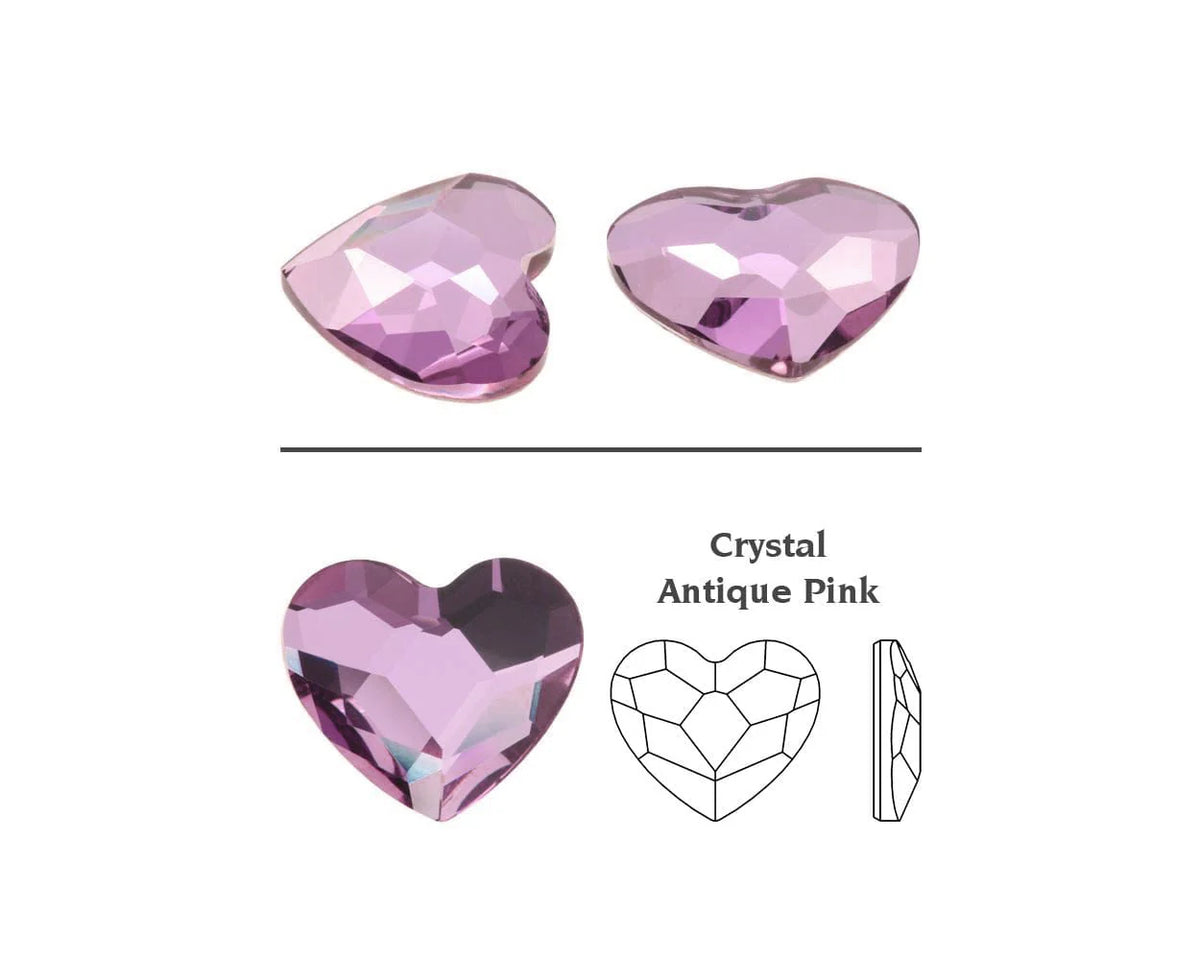 Swarovski  Heart Crystal antique pink tooth gems